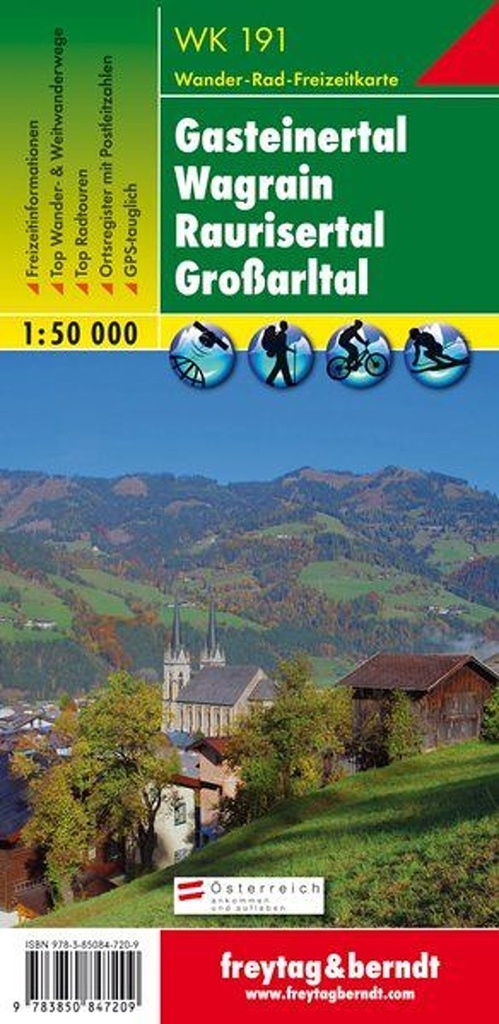 191 Gasteinertal, Wagrain, Raurisertal, Grossarltal 1:50 000