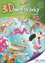 3D omalovánky Chobotnice, plameňák a opice (Omalovánky a Skládačky z papíru) - kniha z kategorie Omalovánky