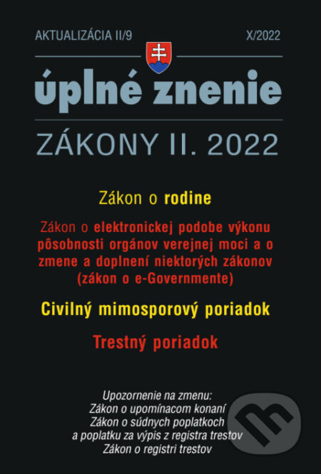 Aktualizácia II/9 / 2022
