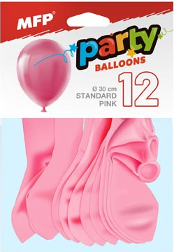 Balónek nafukovací 12ks sáček standard 30cm růžový