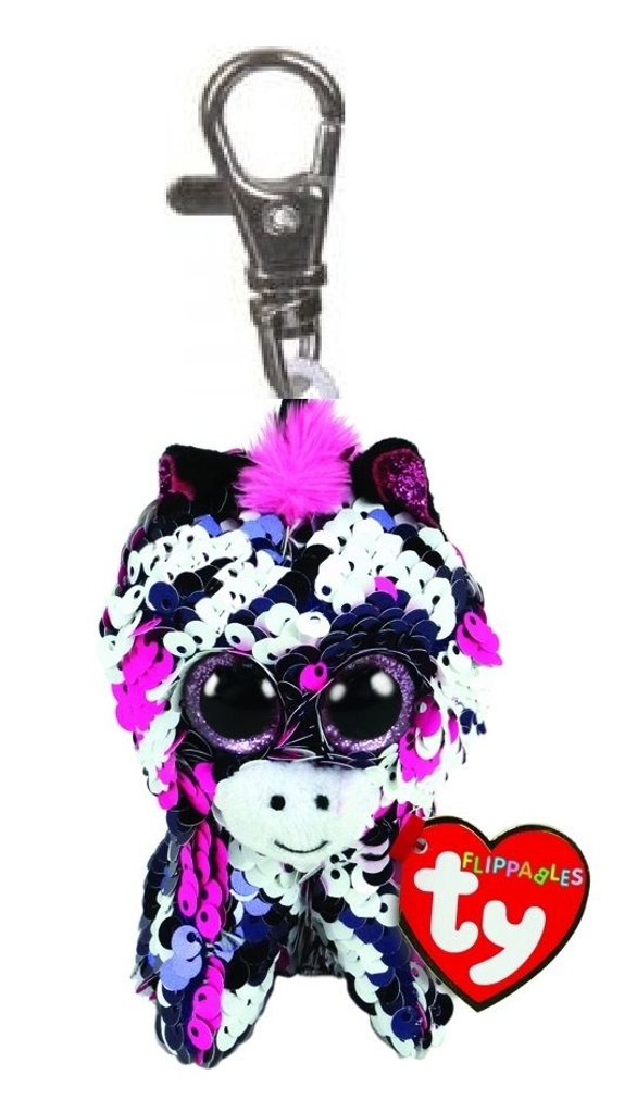 Beanie Boos Flippables Zoey přívěšek s flitry ružová zebra 8.5 cm