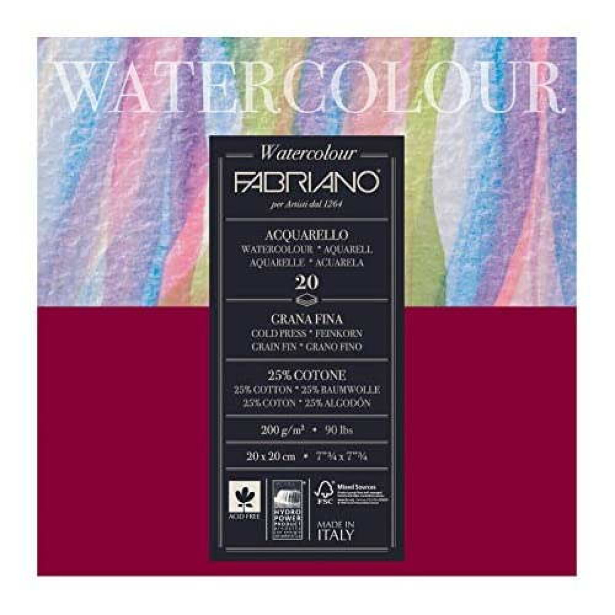 Blok pro akvarel Fabriano 200g 20x20cm