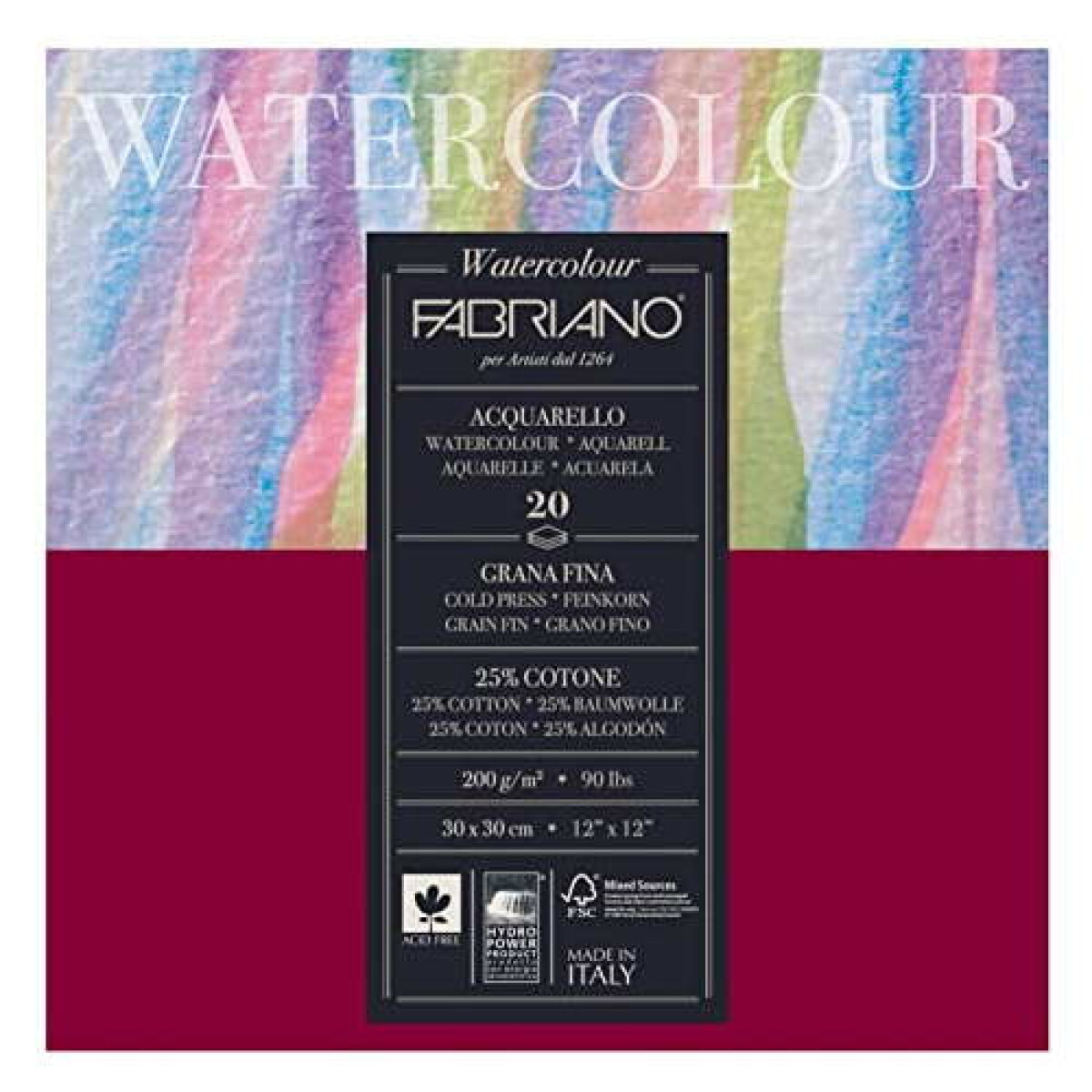 Blok pro akvarel Fabriano 200g 30x30cm