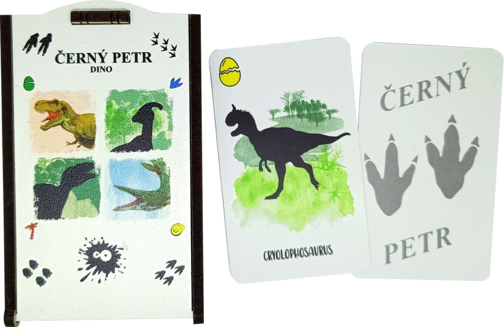 Černý Petr Dino se stíny dřevěná krabička