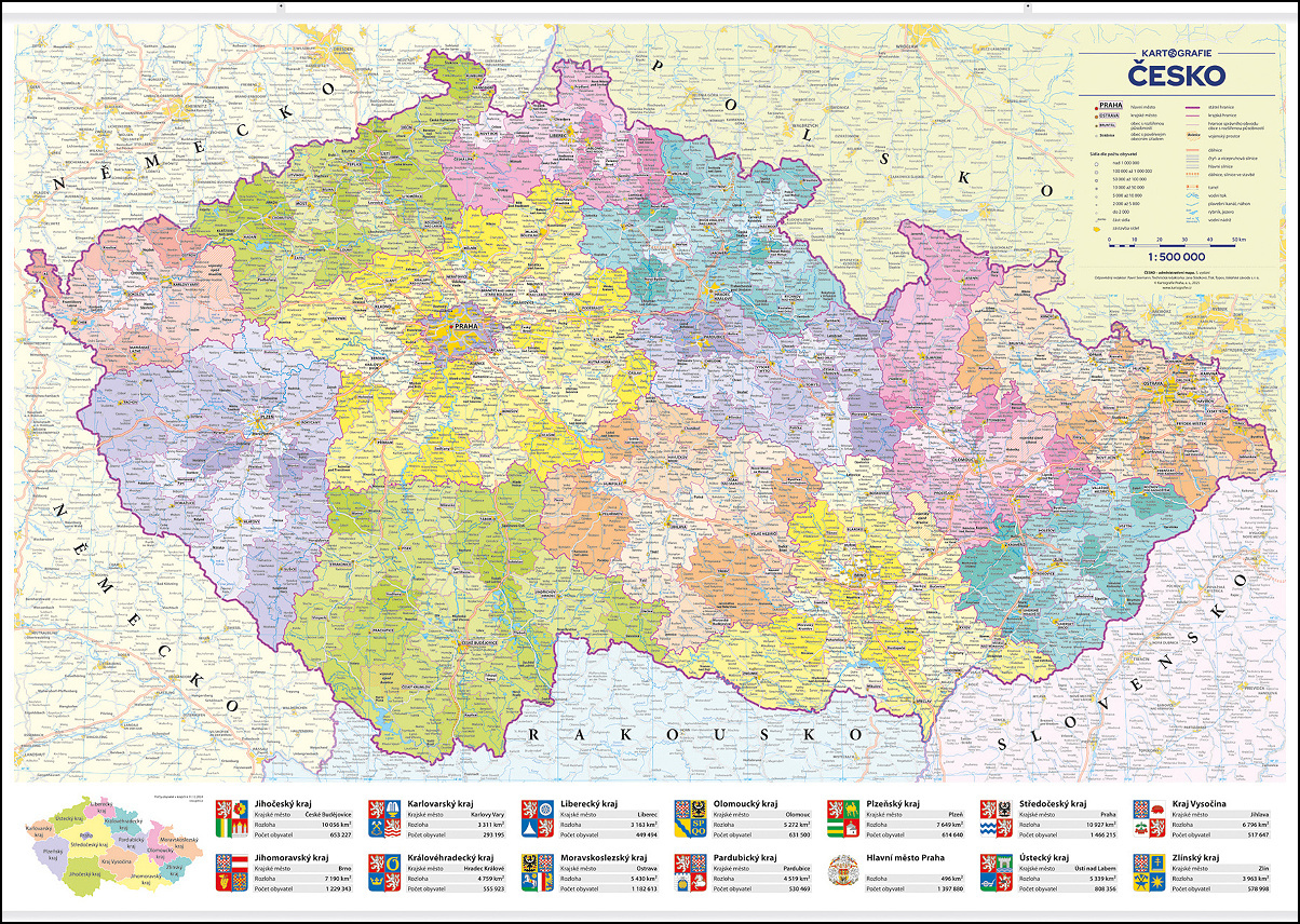 Česko administrativní mapa