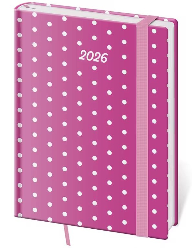 Denní diář 2026 B6 Vario Pink s gumičkou