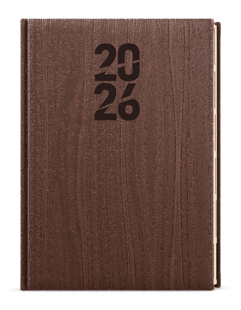 Denní diář 2026 Ctirad s výsekem Wood A5 hnědá