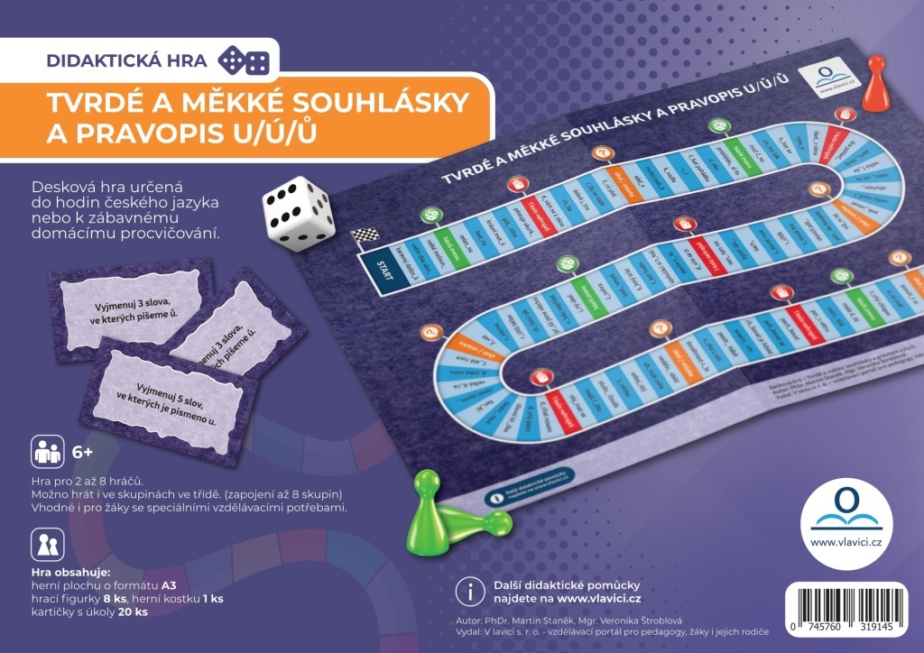 Desková didaktická hra Tvrdé a měkké souhlásky a pravopis u/ú/ů
