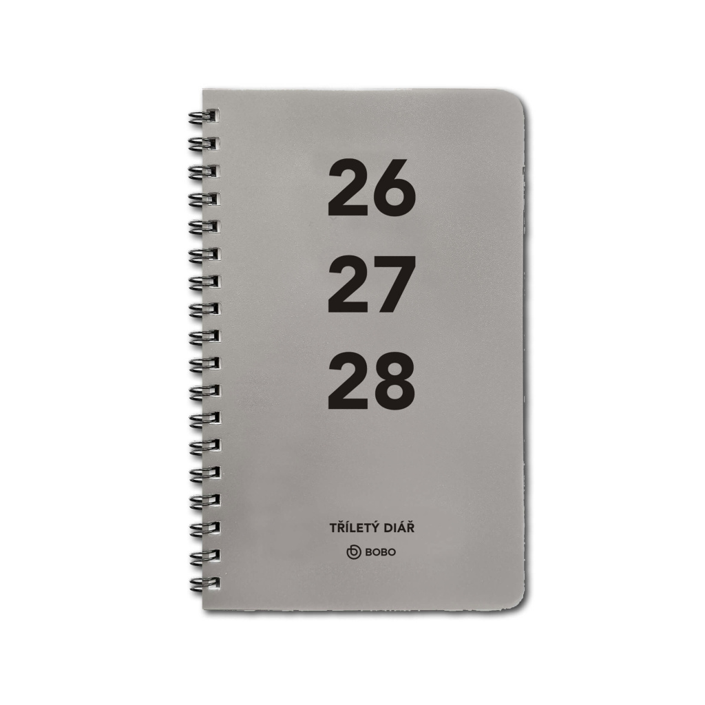 Diář tříletý 14denní, stříbrný