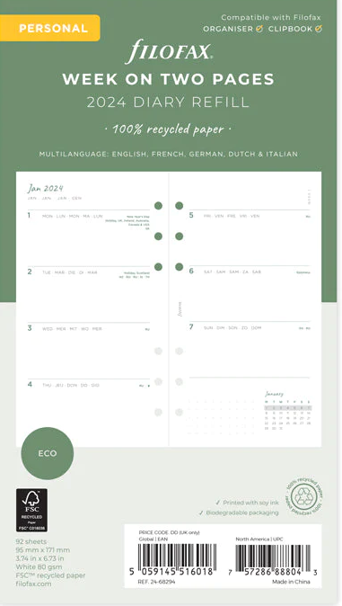 Diářový set Filofax Eco 2024 (osobní)