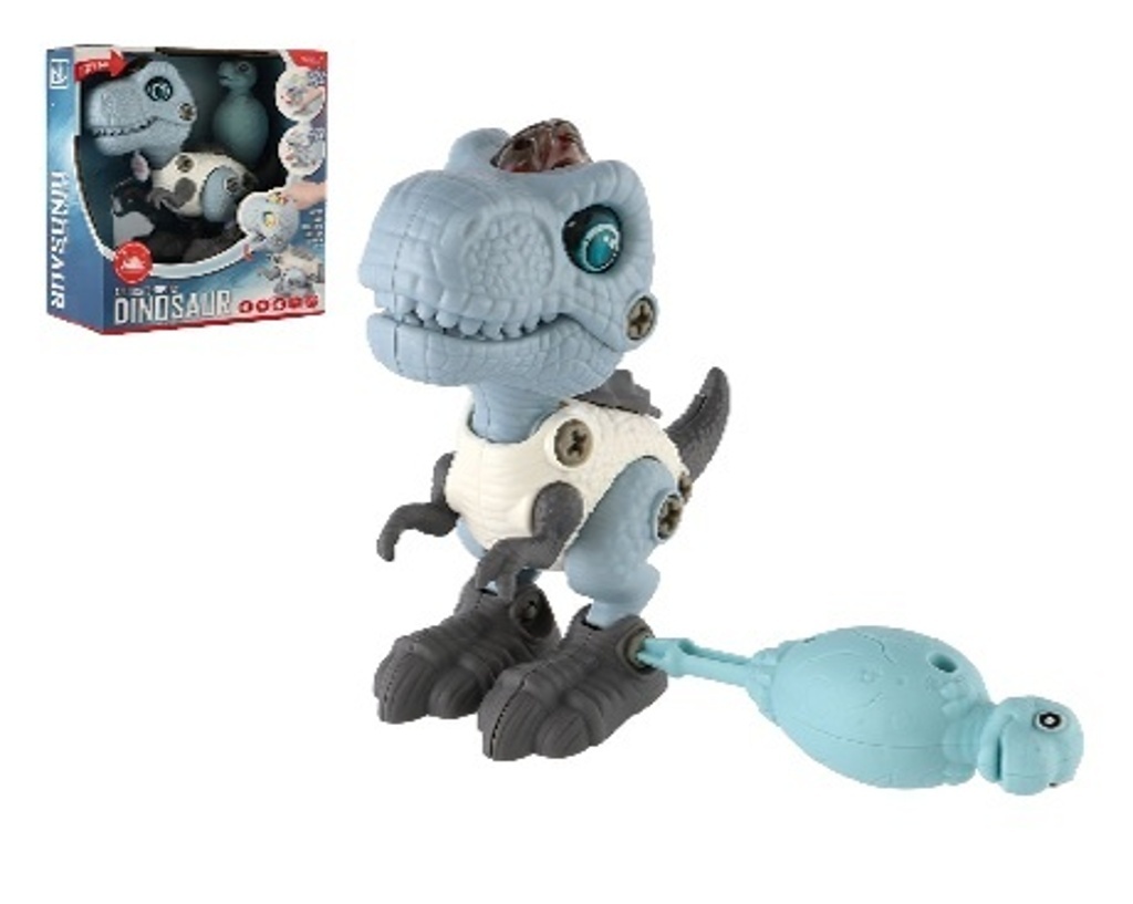 Dinosaurus šroubovací plast 12cm se šroubovákem na baterie se světle se zvukem