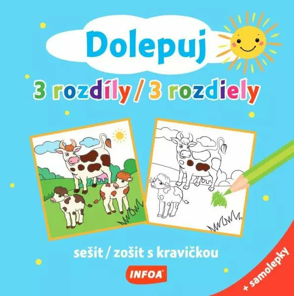 Dolepuj 3 rozdíly - sešit s kravičkou + samolepky
