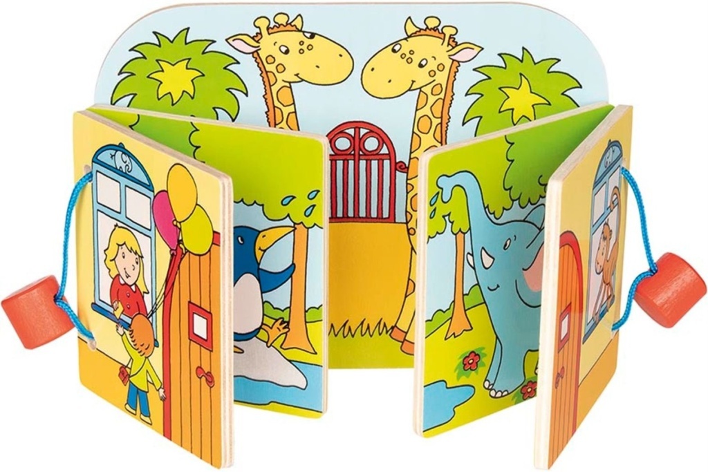 Dřevěná obrázková knížka Návštěva v ZOO