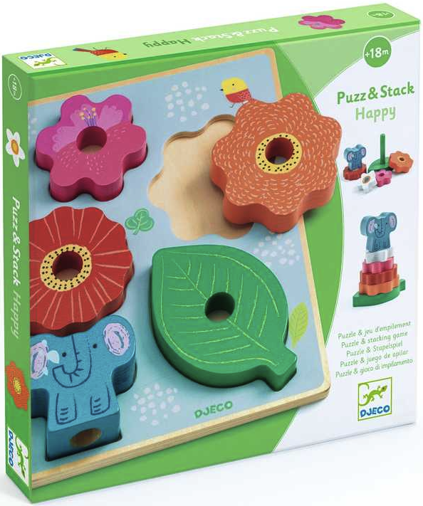 Dřevěná vkládačka & stohovací pyramida 2v1