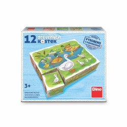 Dřevěné kostky Na farmě – 12 kostek (poškozená)