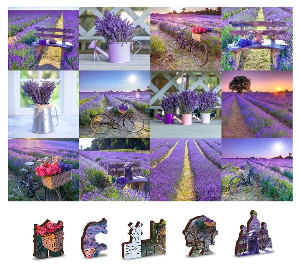 Dřevěné puzzle Levandulová Francie 2v1 (75 dílků)