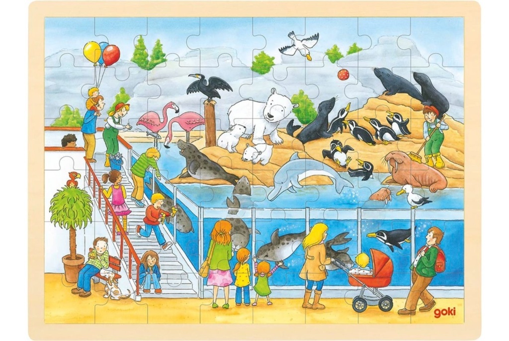Dřevěné puzzle Návštěva Zoo 48 dílků