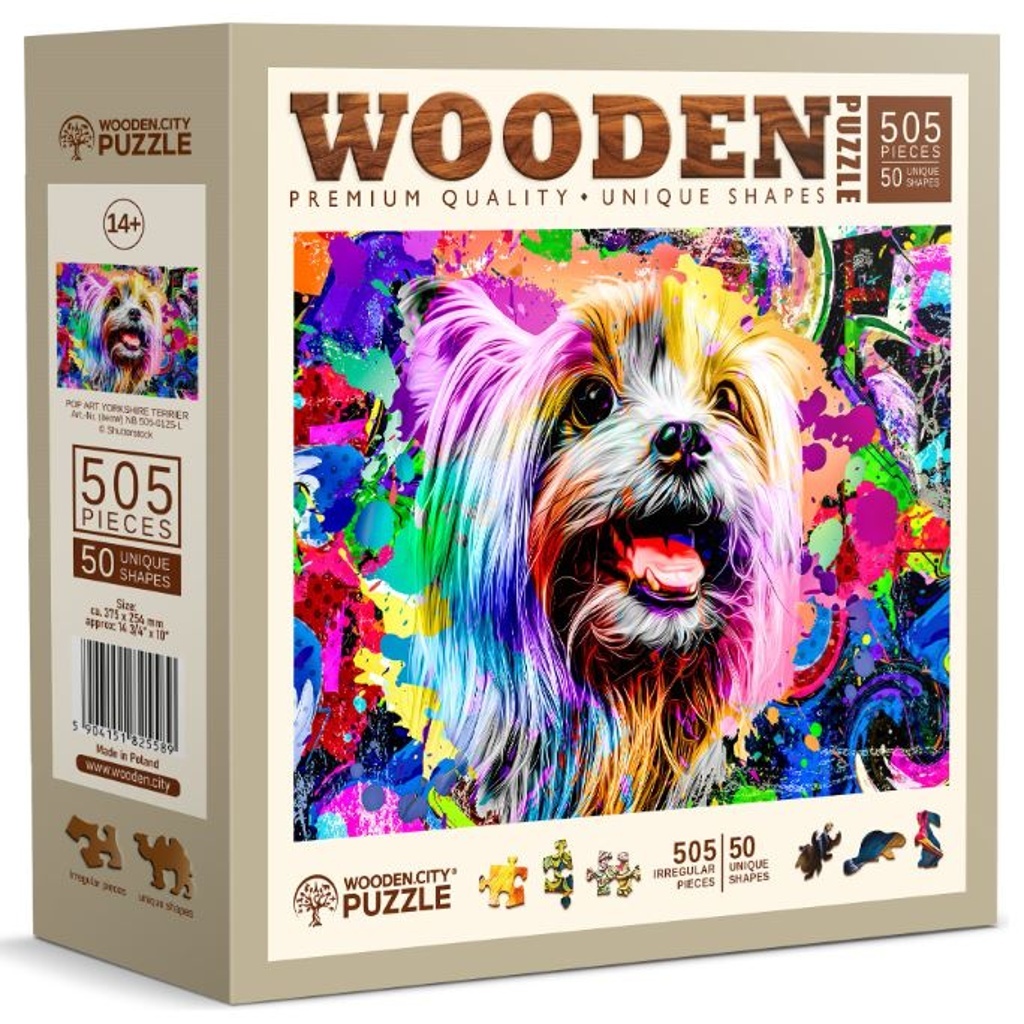 Dřevěné puzzle Pop Art Jorkšírský teriér (505 dílků)