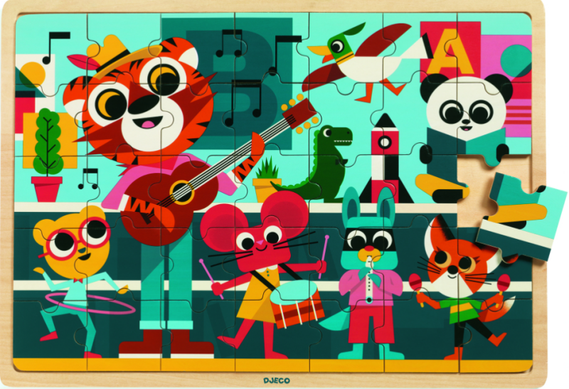 Dřevěné puzzle Veselá kapela