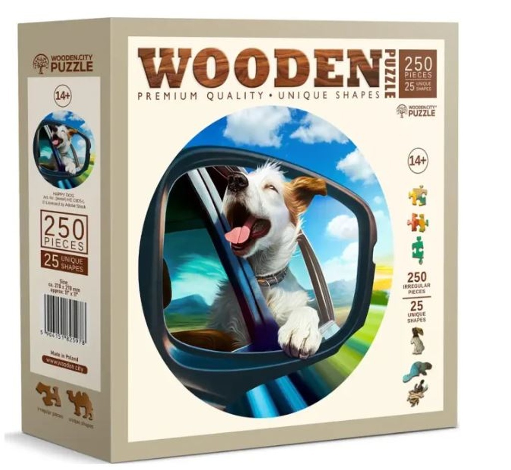 Dřevěné puzzle Veselý pes (250 dílků)