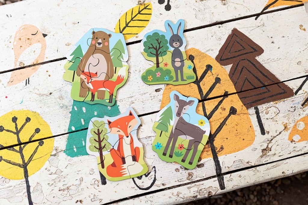 Dřevěné puzzle Zvířata (4 sady)