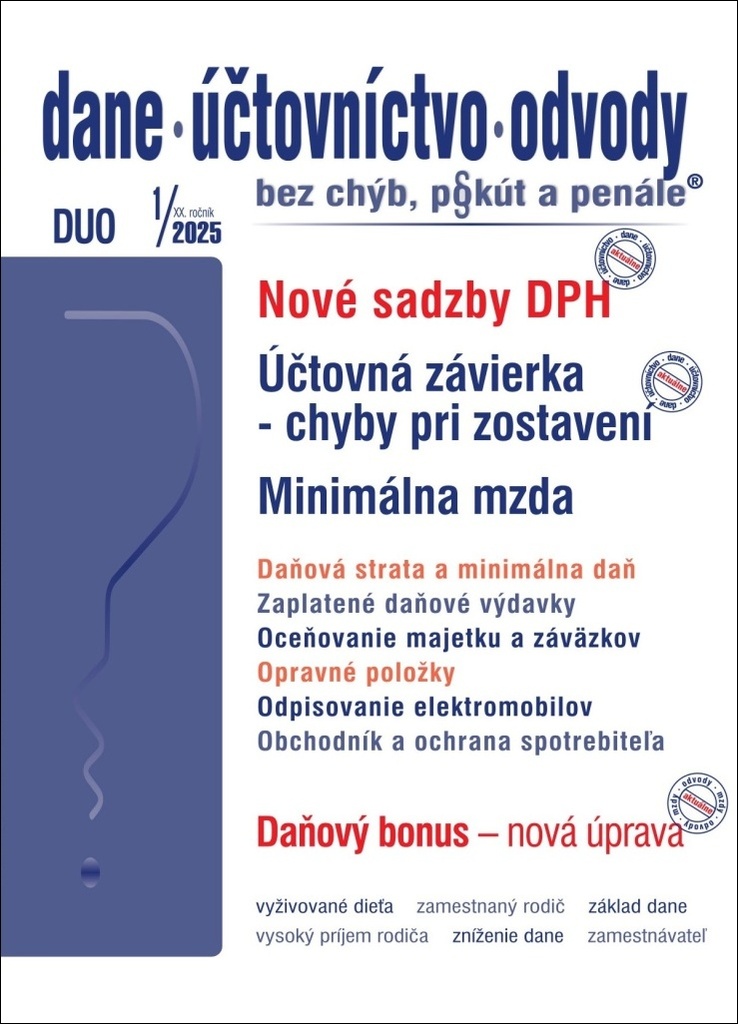 DUO 1/2025 – Nové sadzby DPH pre rok 2025