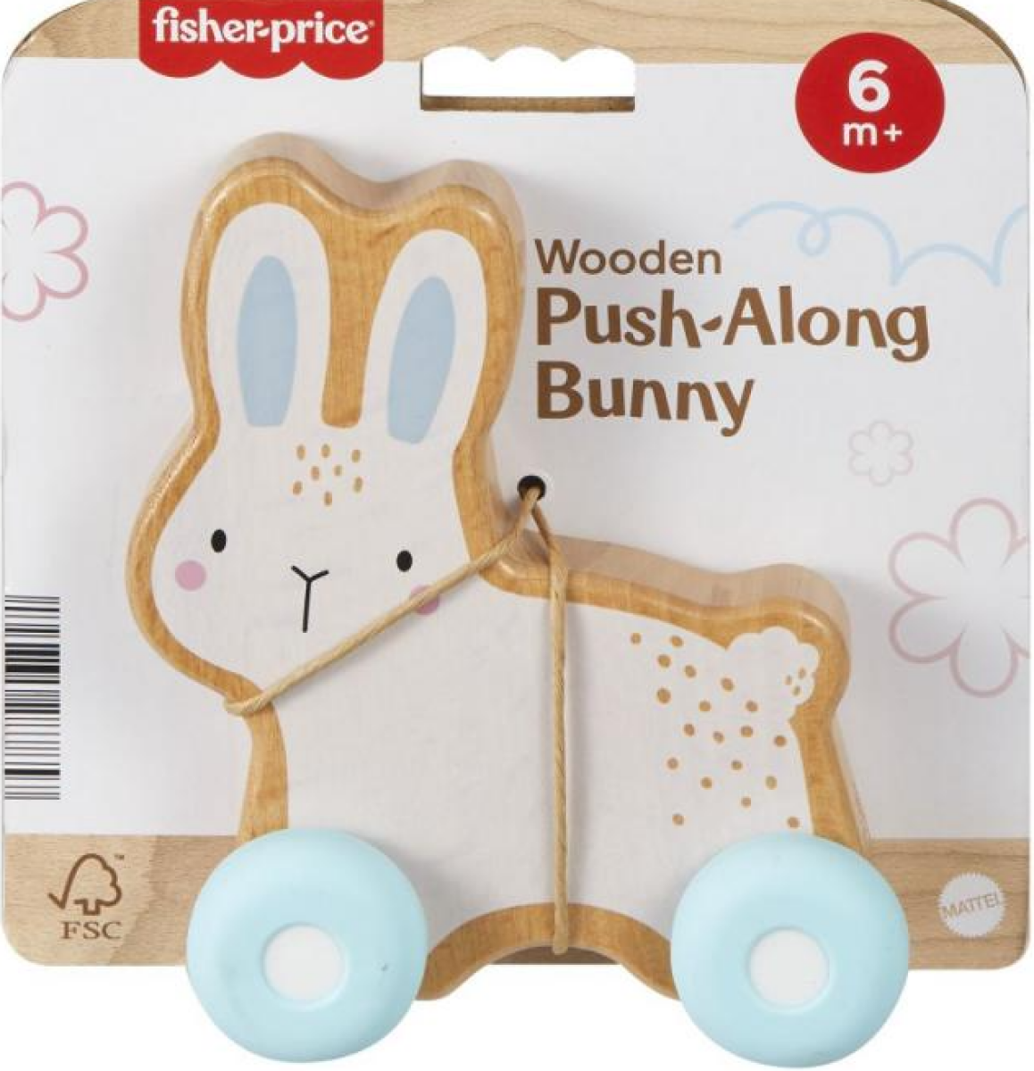 Fisher Price dřevěný zajíček na kolečkách