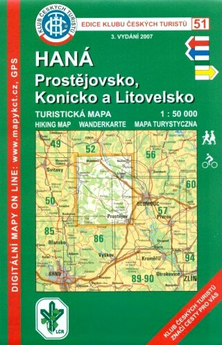 Haná Prostějovsko, Konicko /KČT 51 1:50T Turistická mapa