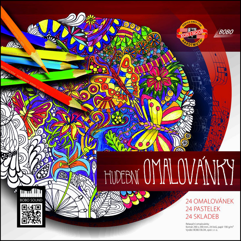 Hudební omalovánky + 24 pastelek Koh-i-noor