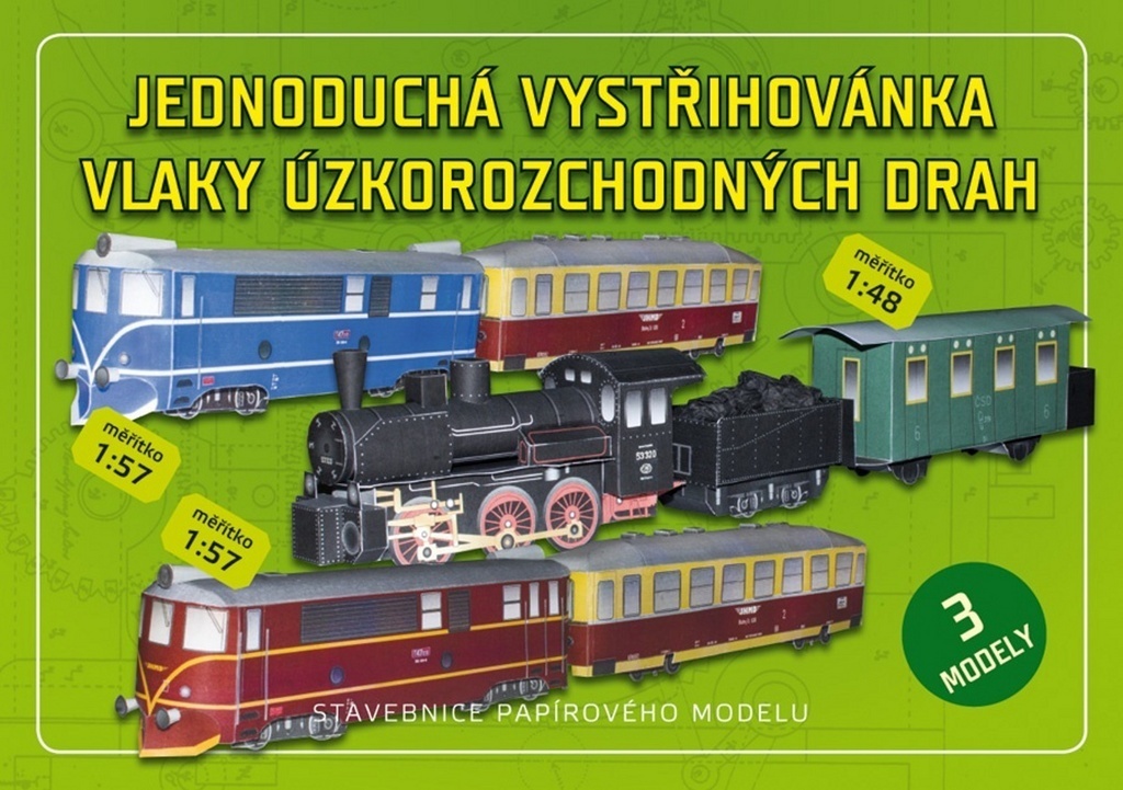 Jednoduchá vystřihovánka vlaky úzkorozchodných drah