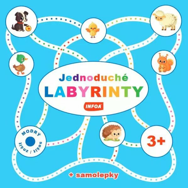 Jednoduché labyrinty - modrý sešit + samolepky
