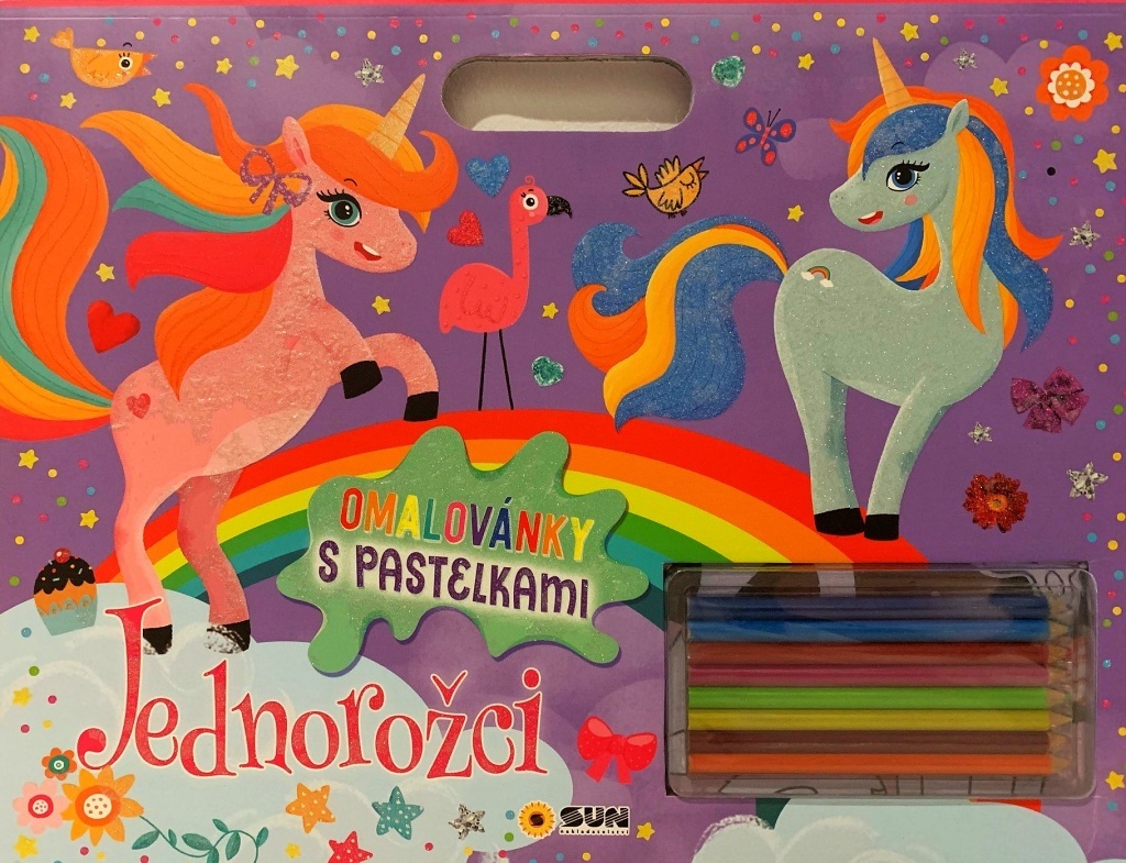 Jednorožci omalovánky s pastelkami