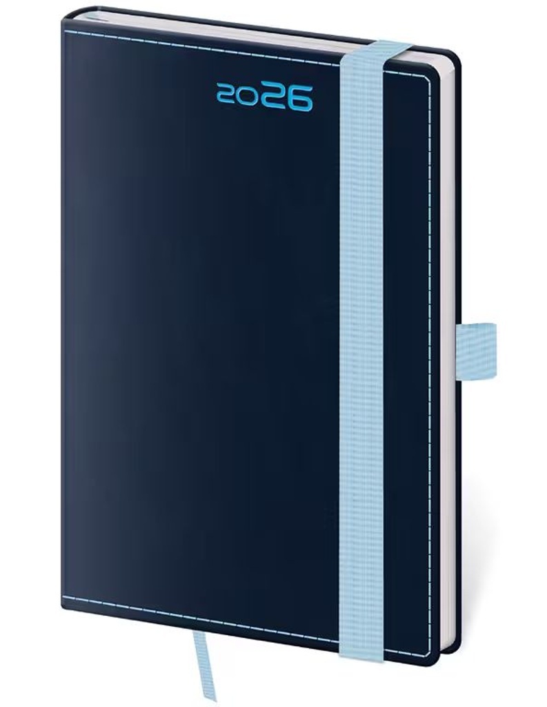 Kapesní diář 2026 Double Blue s poutkem