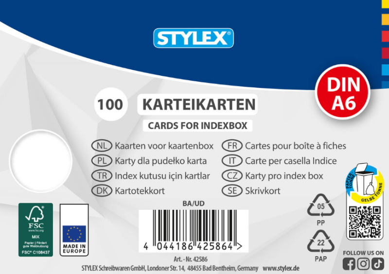 Karty do kartotéky A6