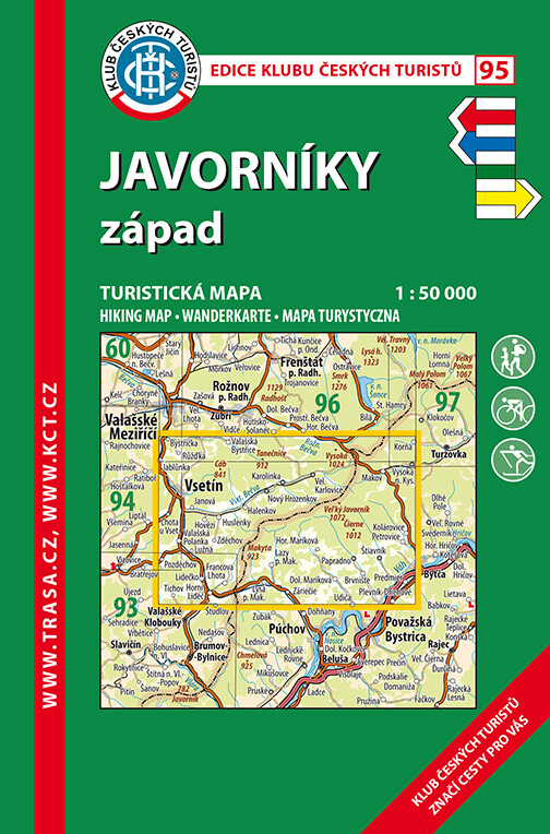 KČT 95 Javorníky západ 1:50 000/turistická mapa
