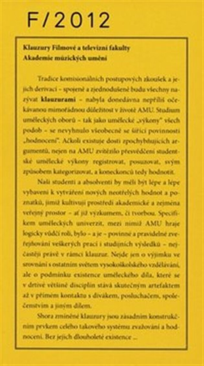 Klauzury Filmové a televizní fakulty 2012 - kniha z kategorie Film