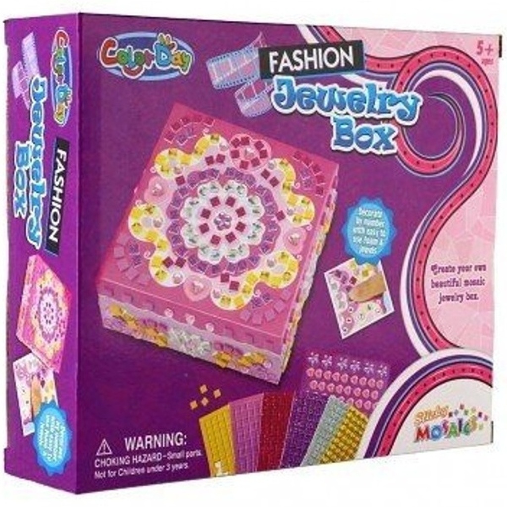 Kreativní sada šperkovnice s mozaikou s doplňky v krabici