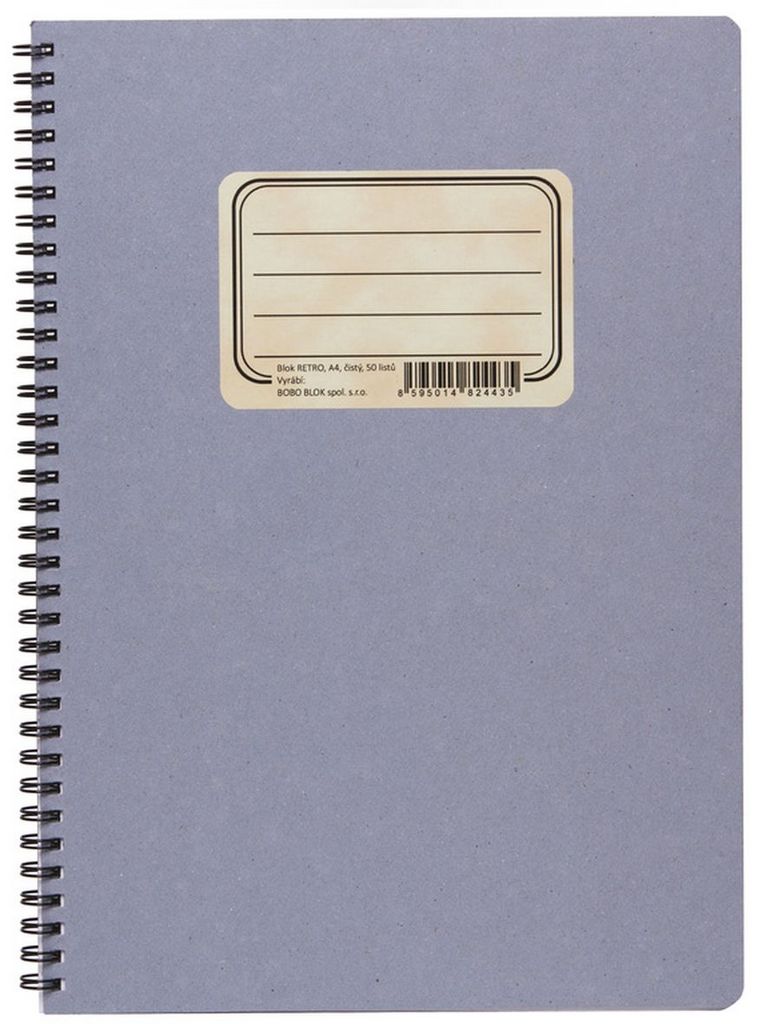Kroužkový blok RETRO A4, čistý, 50 listů