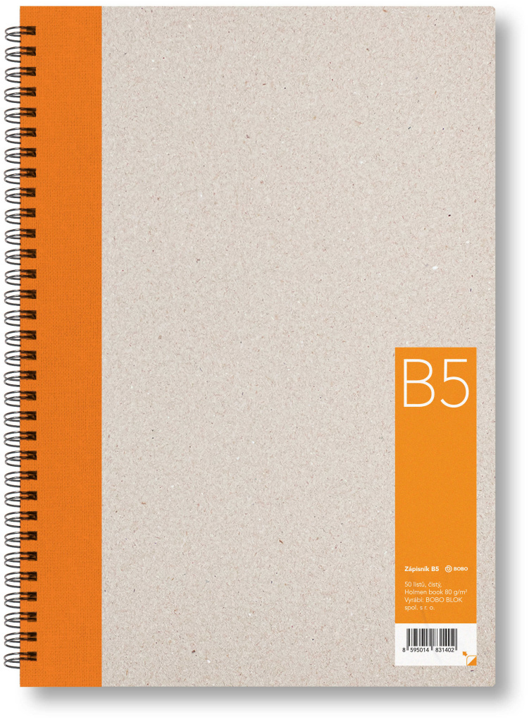 Kroužkový zápisník B5, čistý, oranžový, 50 listů