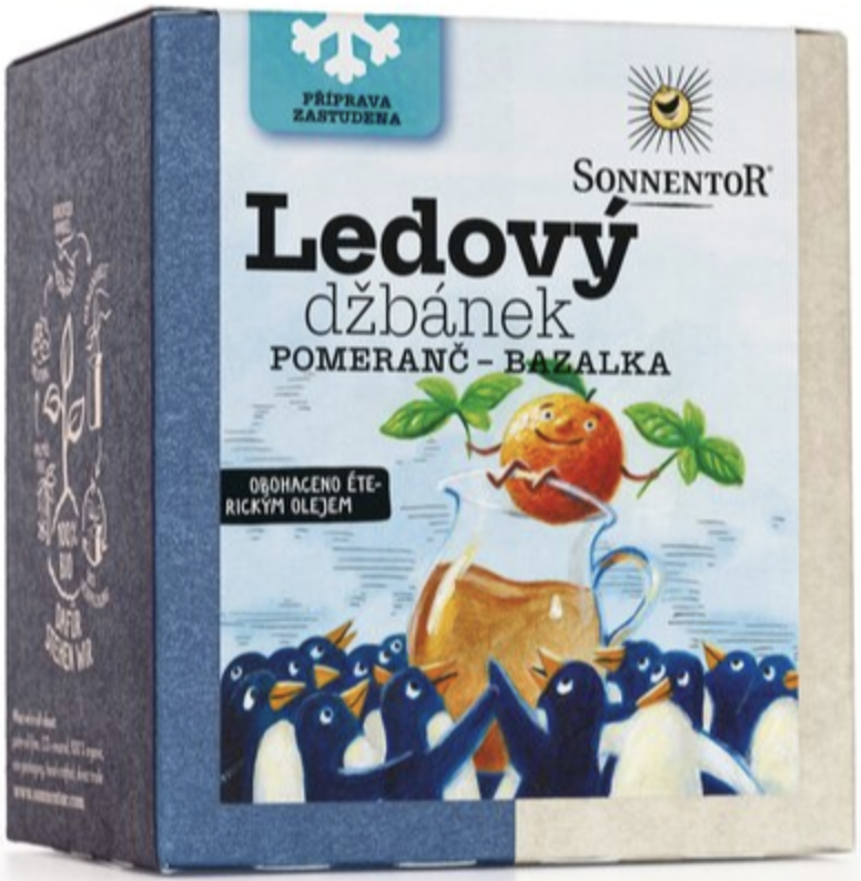 Ledový džbánek pomeranč-bazalka bio