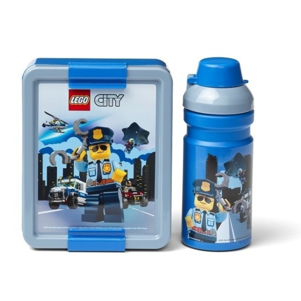 LEGO City svačinový set (láhev a box) modrá