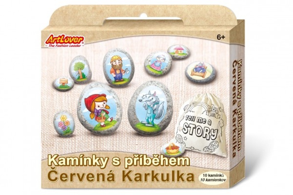 Malování na kameny s příběhem Červená Karkulka