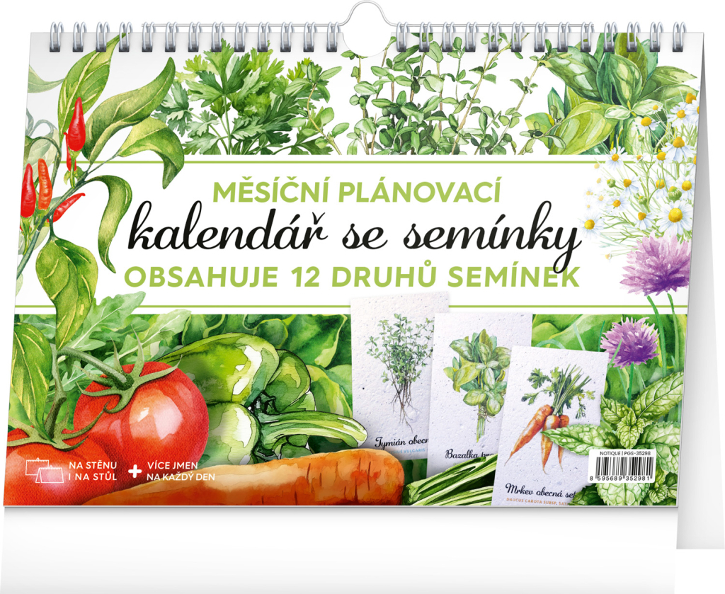 Měsíční plánovací kalendář se semínky 2026 - stolní kalendář