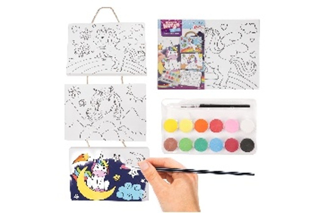 Mini plátno na provázku jednorožec 3 ks