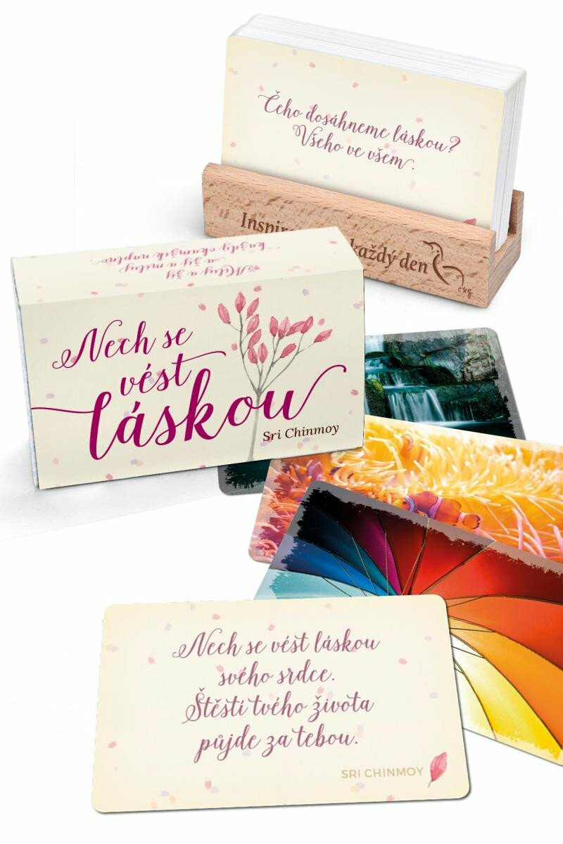Nech se vést láskou - karty s dřevěným stojánkem - Sri Chinmoy