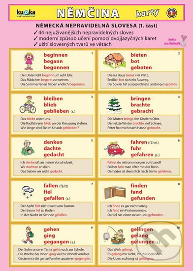 Němčina karty 1 - nepravidelná slovesa