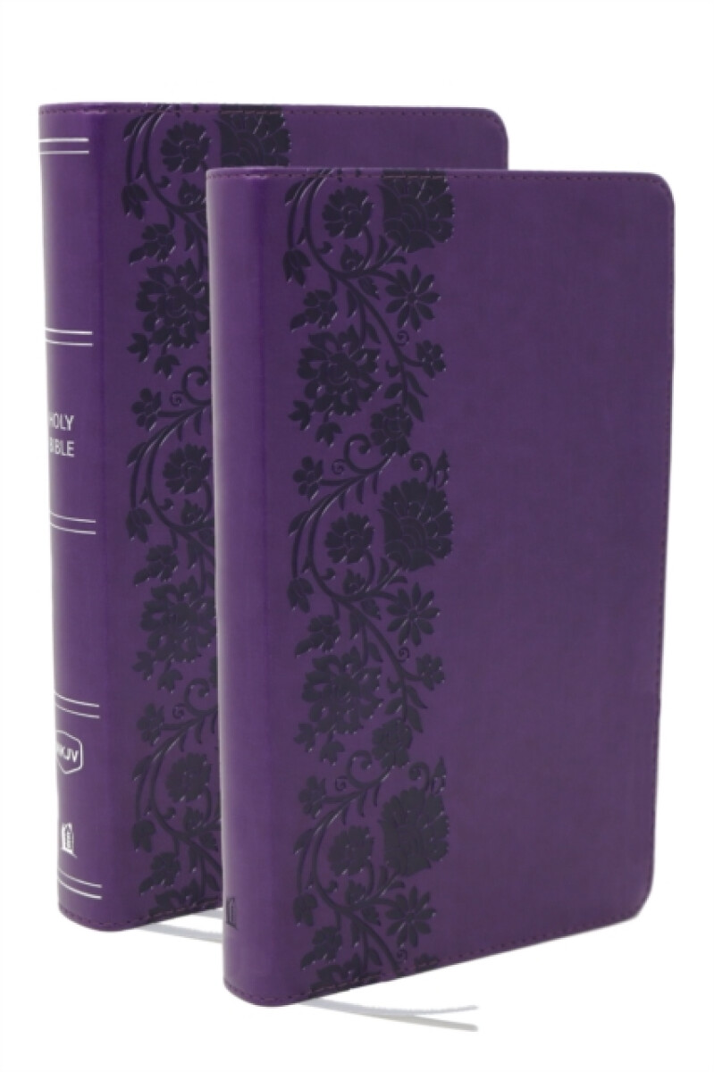 NKJV Bible + Journal Set: Personal Size, Large Print Bible with Cross-References, Purple Leathersoft