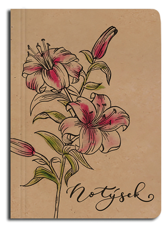 Notes tečkovaný A6 kraft Lilie