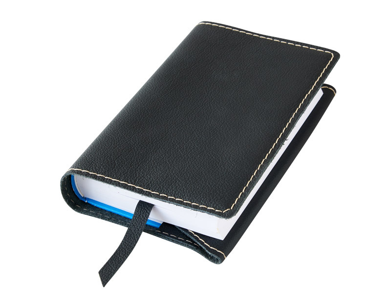 Obal na knihu kožený se záložkou Černý