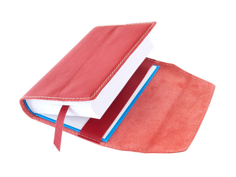 Obal na knihu kožený se záložkou Červená